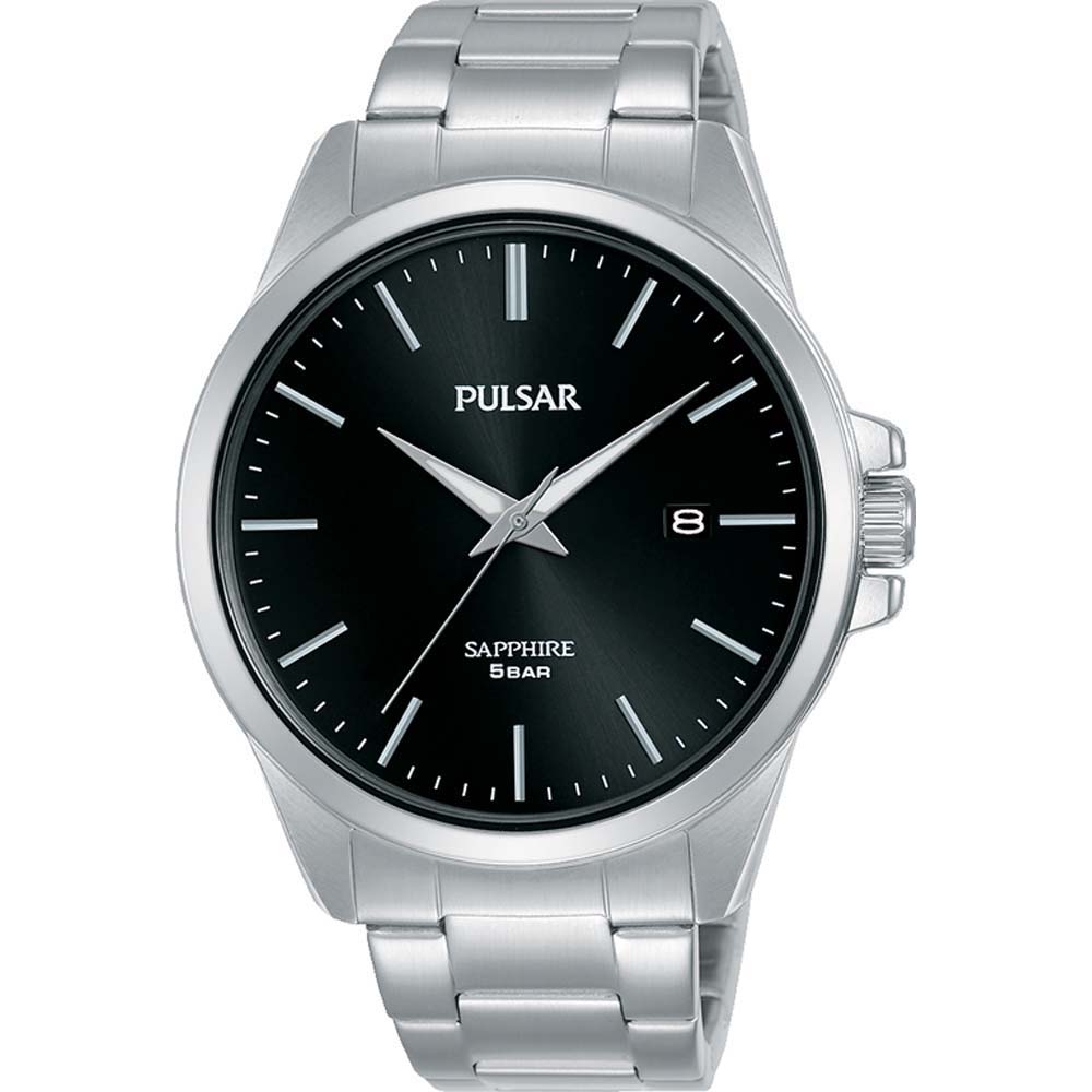 Pulsar Sapphire PS9639X Black Dial Stainless Steel Mens Watch