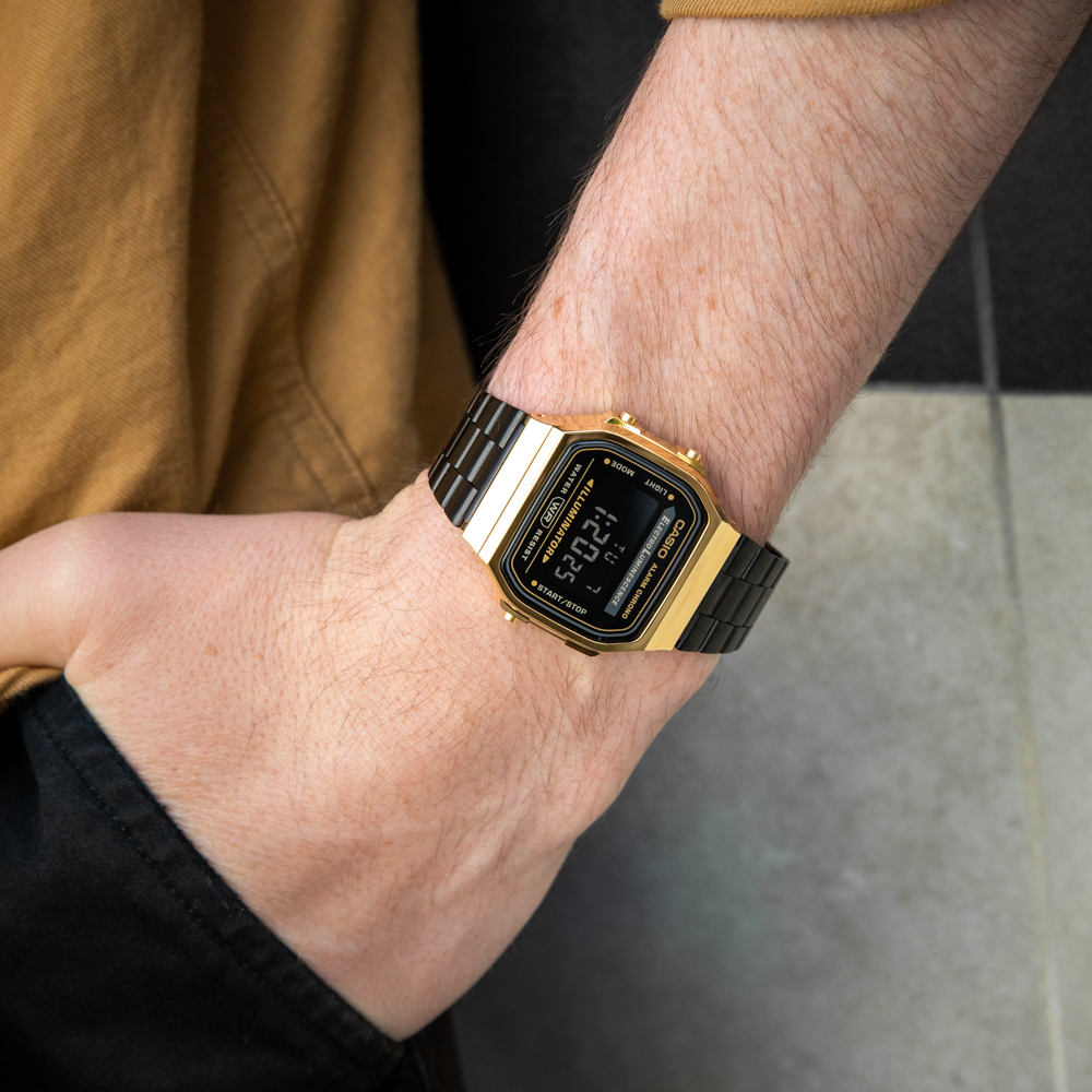 Casio Vinatge A168WEGB-1B Gold and Black Tone Digital Mens Watch