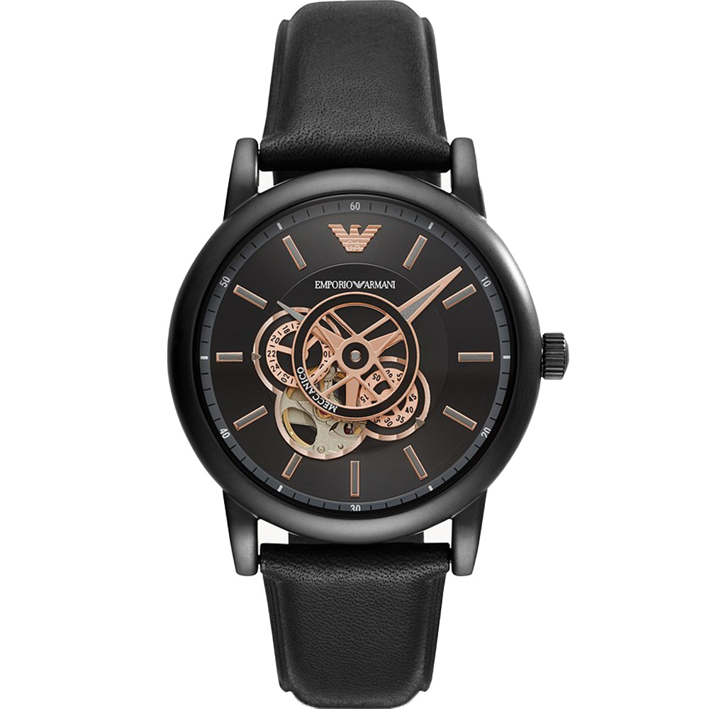 Emporio Armani AR60012 Black Skeleton Automatic Mens Watch